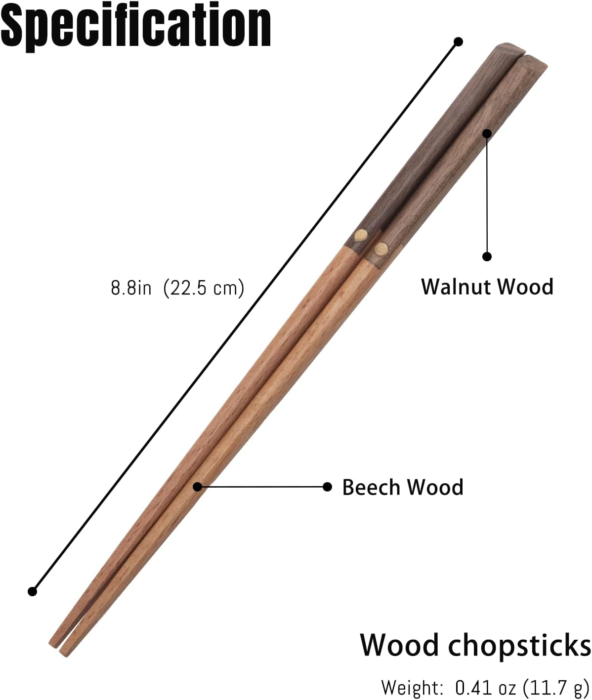 Custom Wooden Chopsticks, Engraved With Personalized Names, Japanese-Inspired Two-Tone Walnut & Beech Wood Chop Sticks Set for Asian-Themed Weddings, Housewarmings, Birthday Party Favors and Gifts