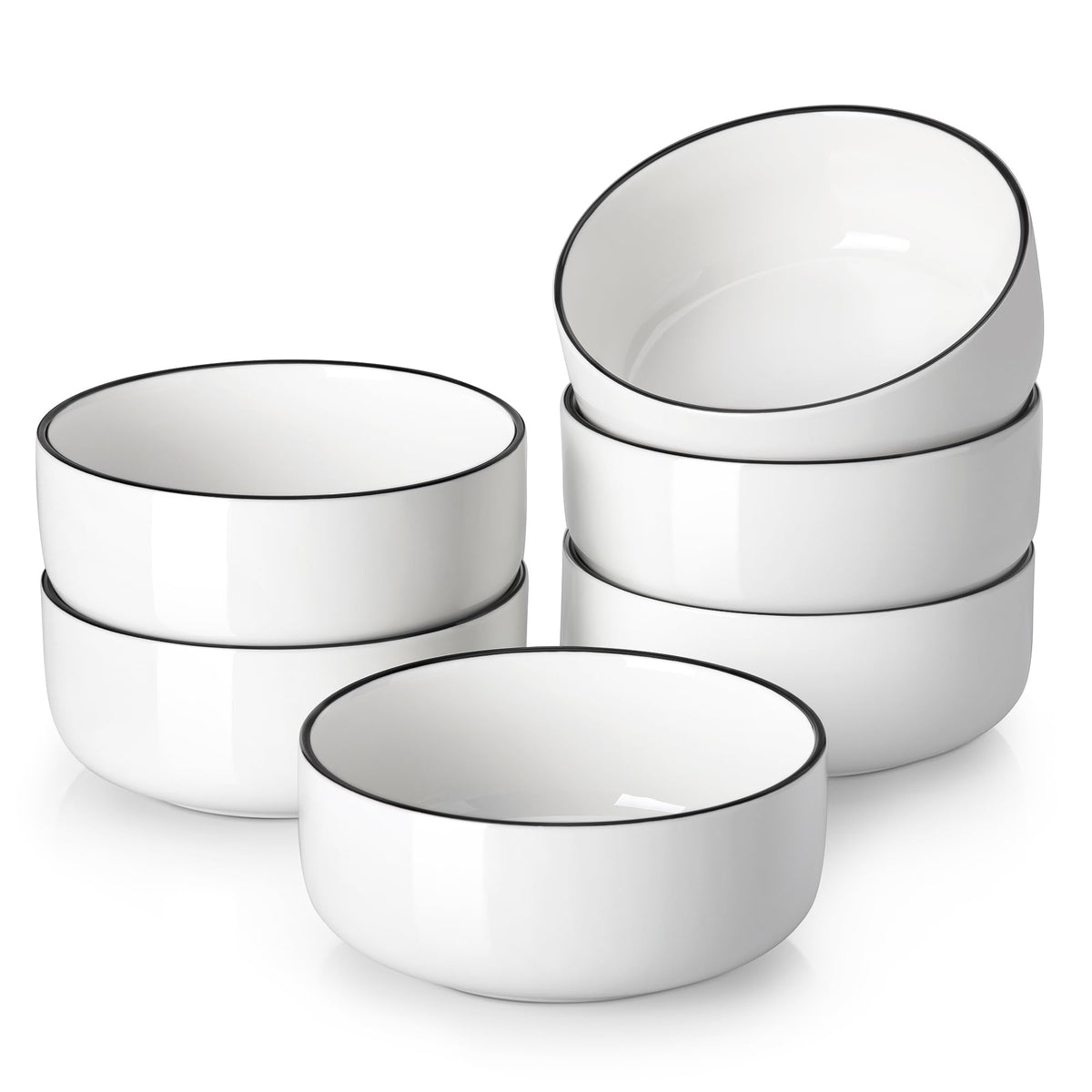 MALACASA 24 OZ Cereal Bowls Set of 6, Ceramic Soup Oatmeal Bowls, White