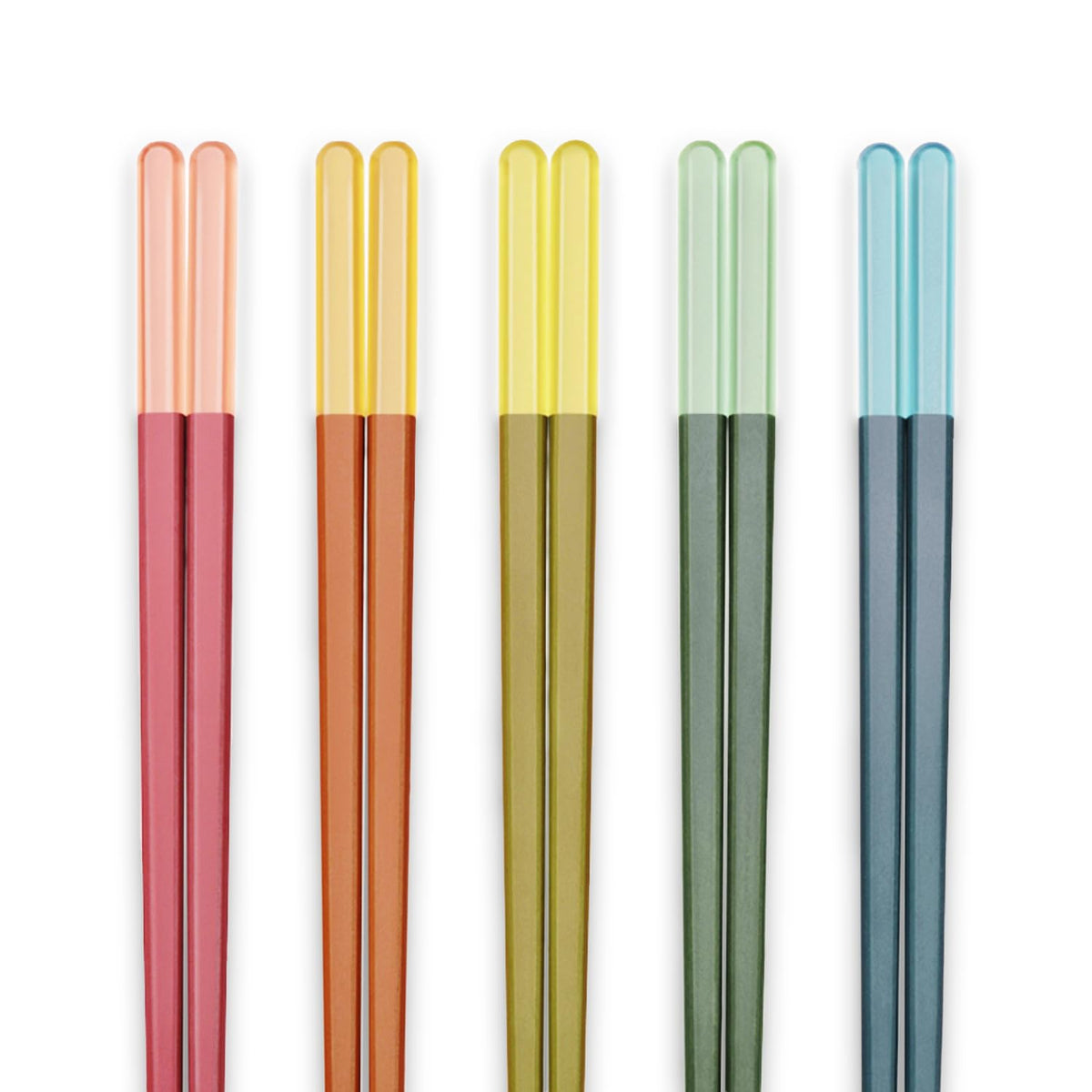 Random Mood Modern Design Chopsticks - Reusable, Dishwasher Safe, Non-Slip Fiberglass, Ice Fog Multi Color, 5 Pairs, 9.5in/24cm, Great for Chinese, Japanese, Korean Cuisine