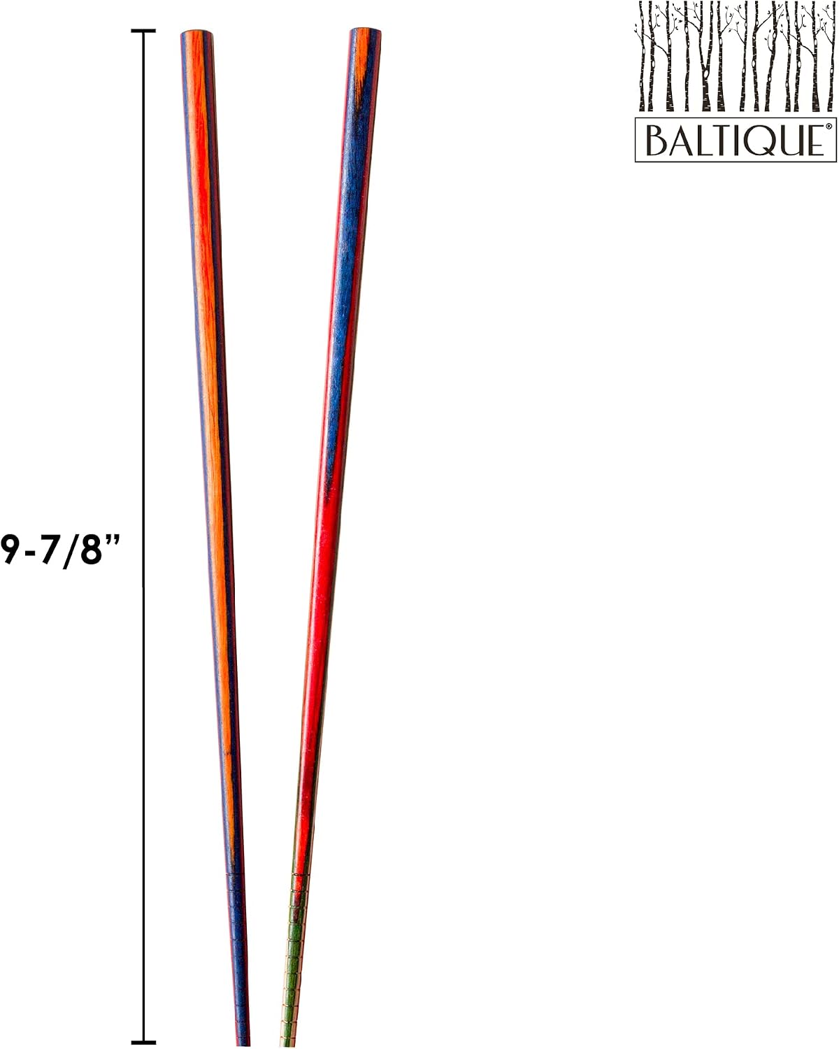 Totally Bamboo Baltique Marrakesh Collection Reusable Chopsticks, Set of 4 Pairs, Non-Slip, 9-7/8" Long