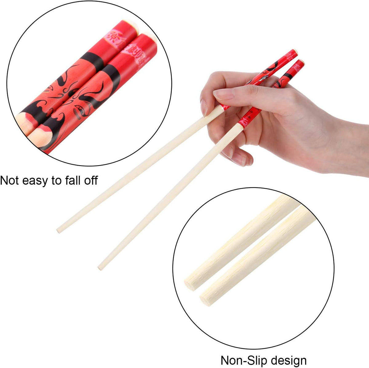 Hotop 20 Pairs Chinese Bamboo Chopsticks Reusable with Silk Brocade Pouch