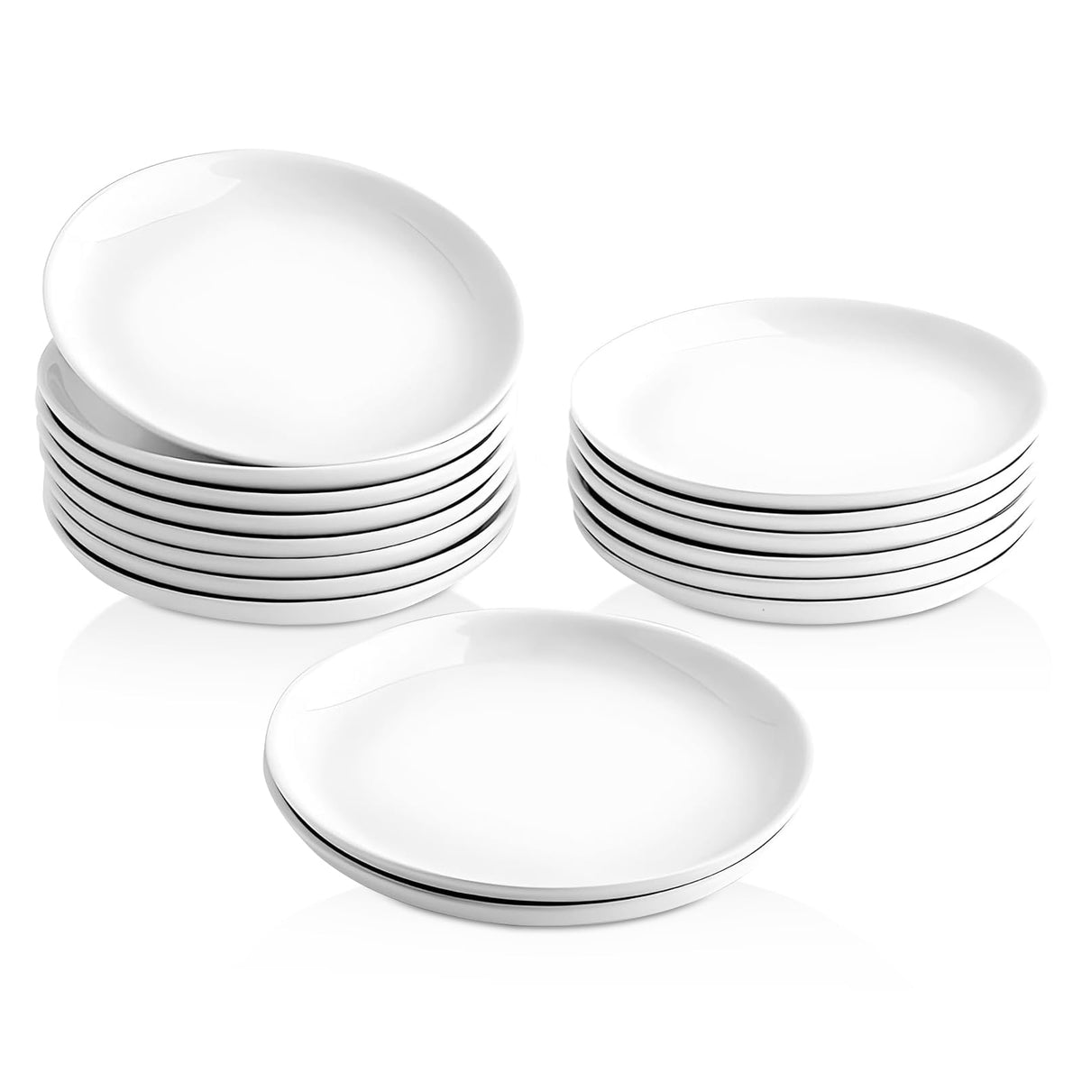 8 Inch Oval Ceramic Plate Set of 8, Ceramic Salad Plates Set