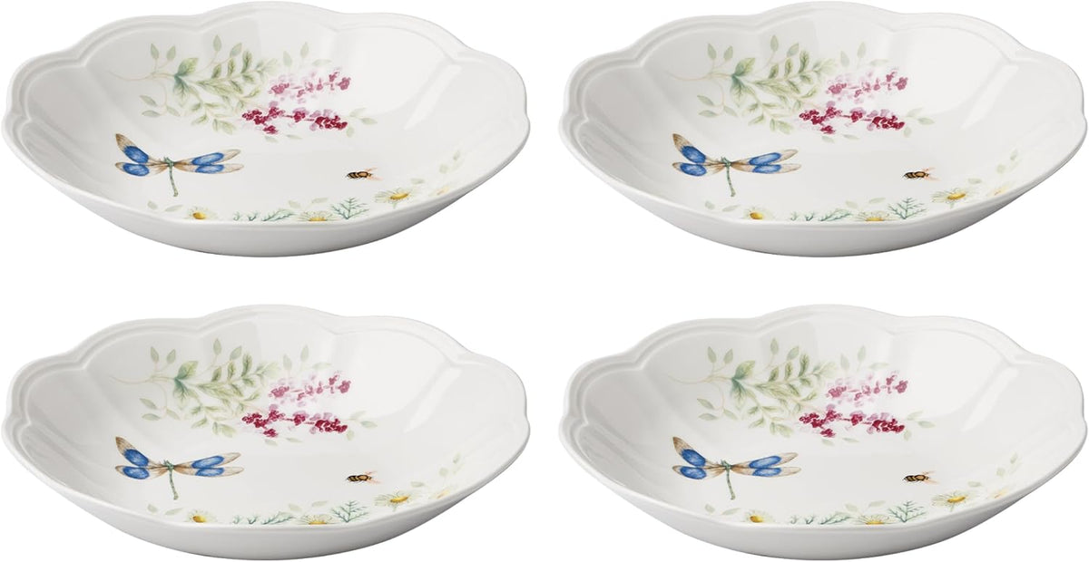Lenox Butterfly Meadow Herbs Porcelain Rice Bowls, 18oz, Set of 4
