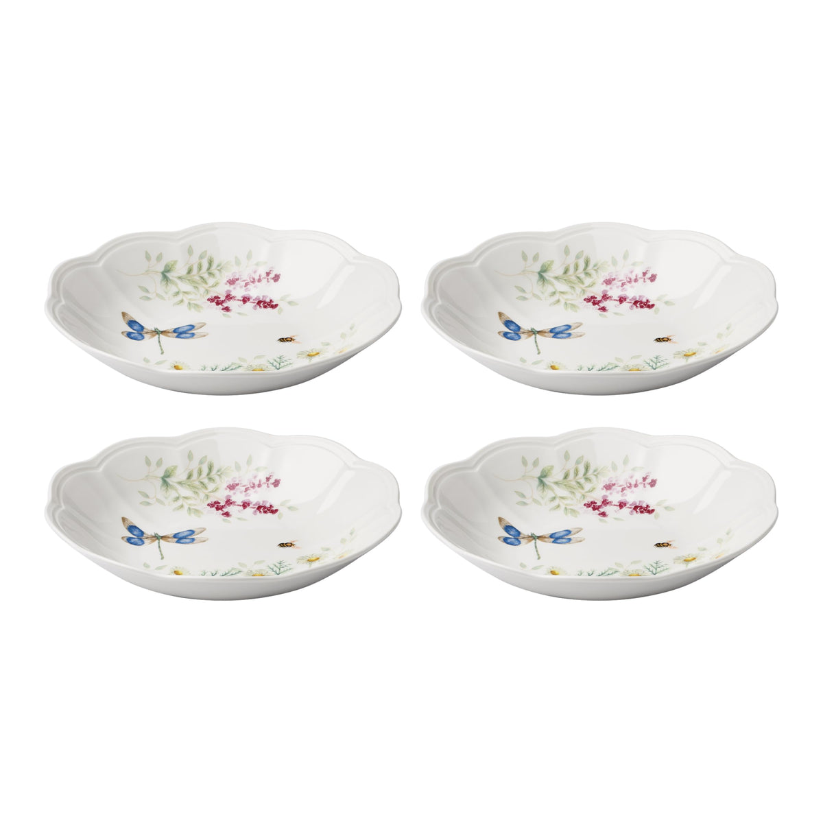 Lenox Butterfly Meadow Herbs Porcelain Rice Bowls, 18oz, Set of 4