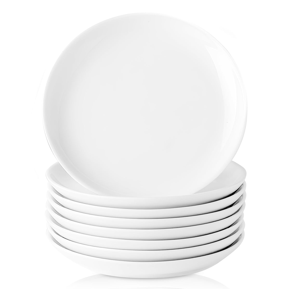 8 Inch Oval Ceramic Plate Set of 8, Ceramic Salad Plates Set