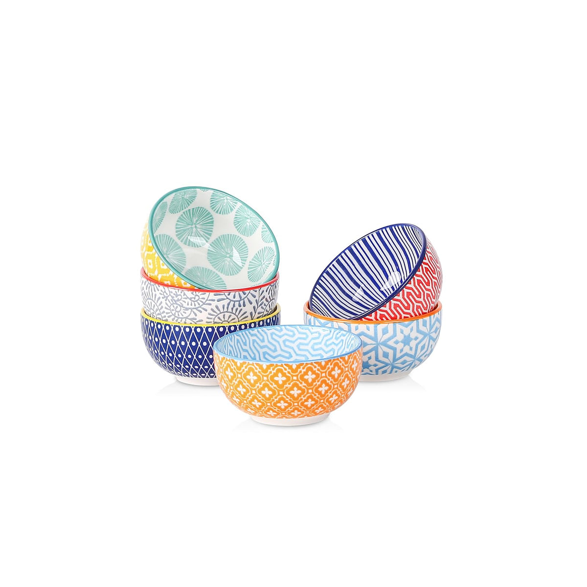Selamica Ceramic 12 OZ Dessert Bowls Set, Ice Cream Bowls, 4.7 Inch Small Bowls for Snack, Side Dishes, Rice, Microwave Dishwasher Safe, Set of 6, Vintage Blue