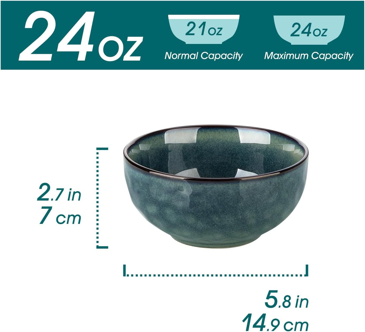 vancasso Starry 24oz Bowls for Soup, Ceramic Green bowls Set of 4
