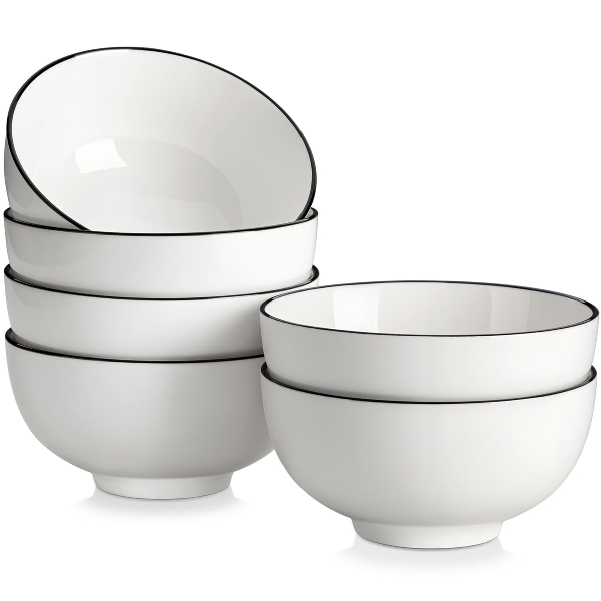 MALACASA 10 Oz Small Ceramic Bowls Set of 8, White Bowls for Ice Cream