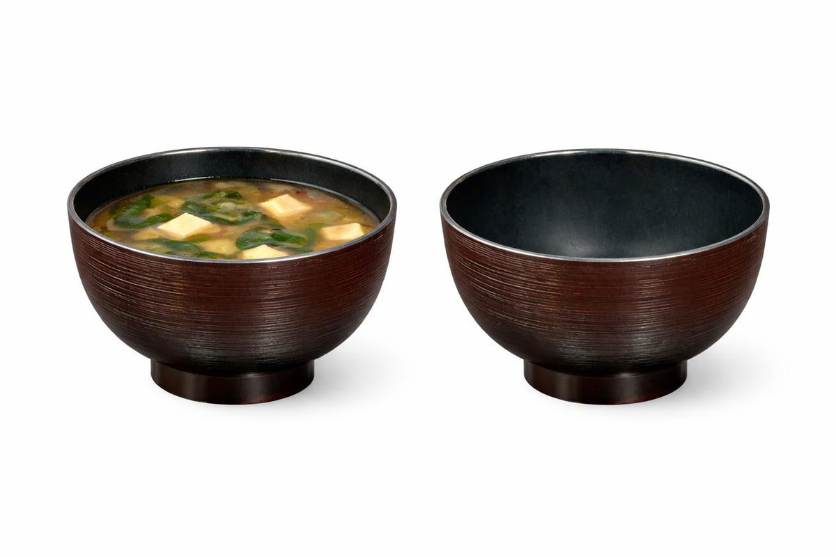 Japanese Soup Bowls Made in Japan, 4-Pack – Traditional Miso & Rice Bowls, Microwave & Dishwasher Safe, BPA-Free Resin, Brown Rabbit