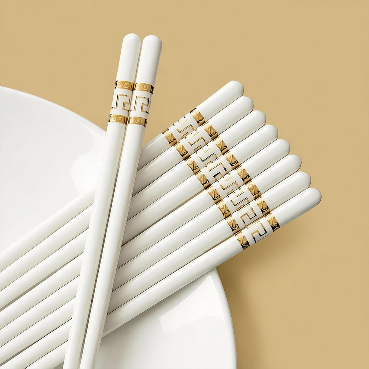 Ceramic Chopsticks Reusable,5 Pairs Porcelain Chop sticks,Red Fish,9.7''