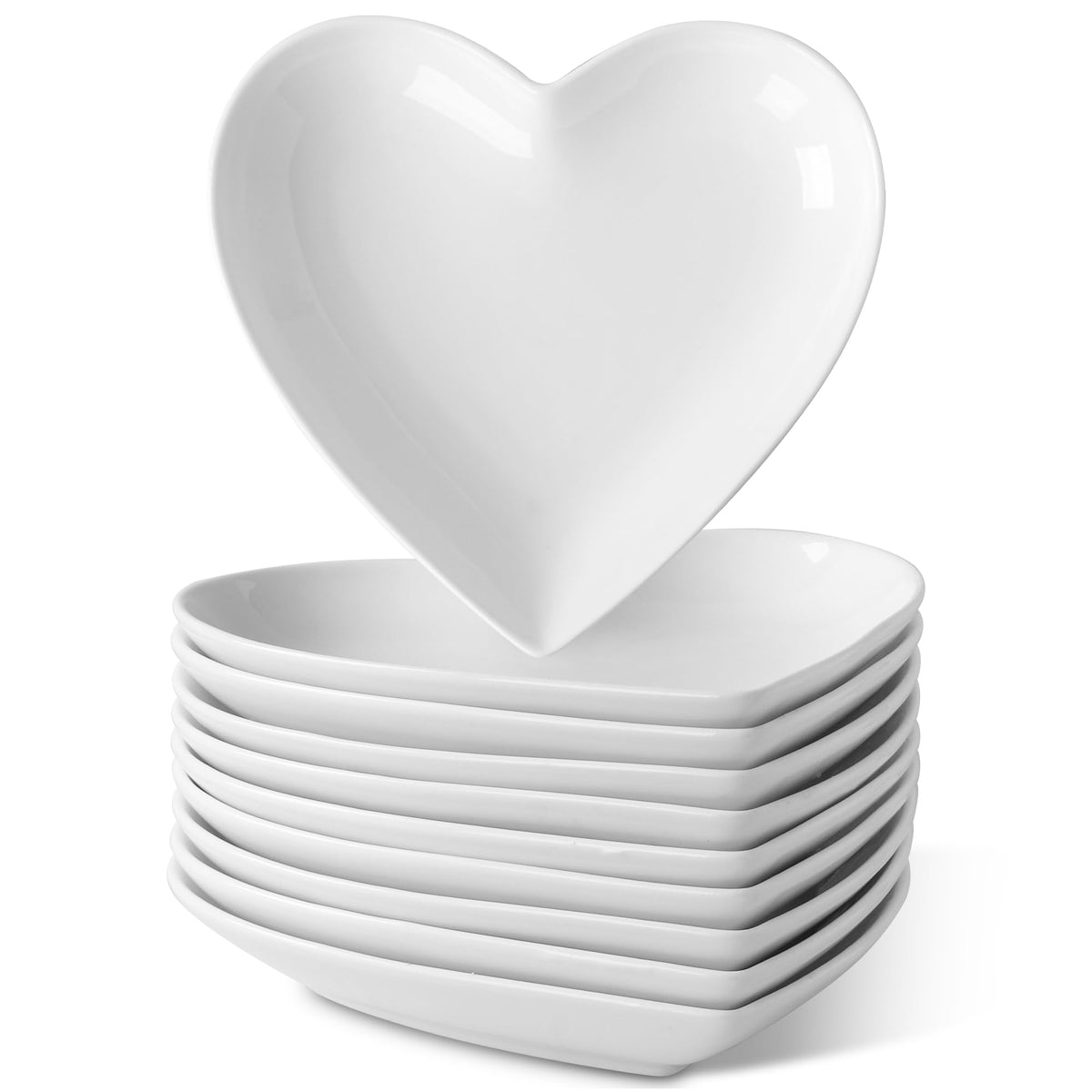 8 Inch Oval Ceramic Plate Set of 8, Ceramic Salad Plates Set