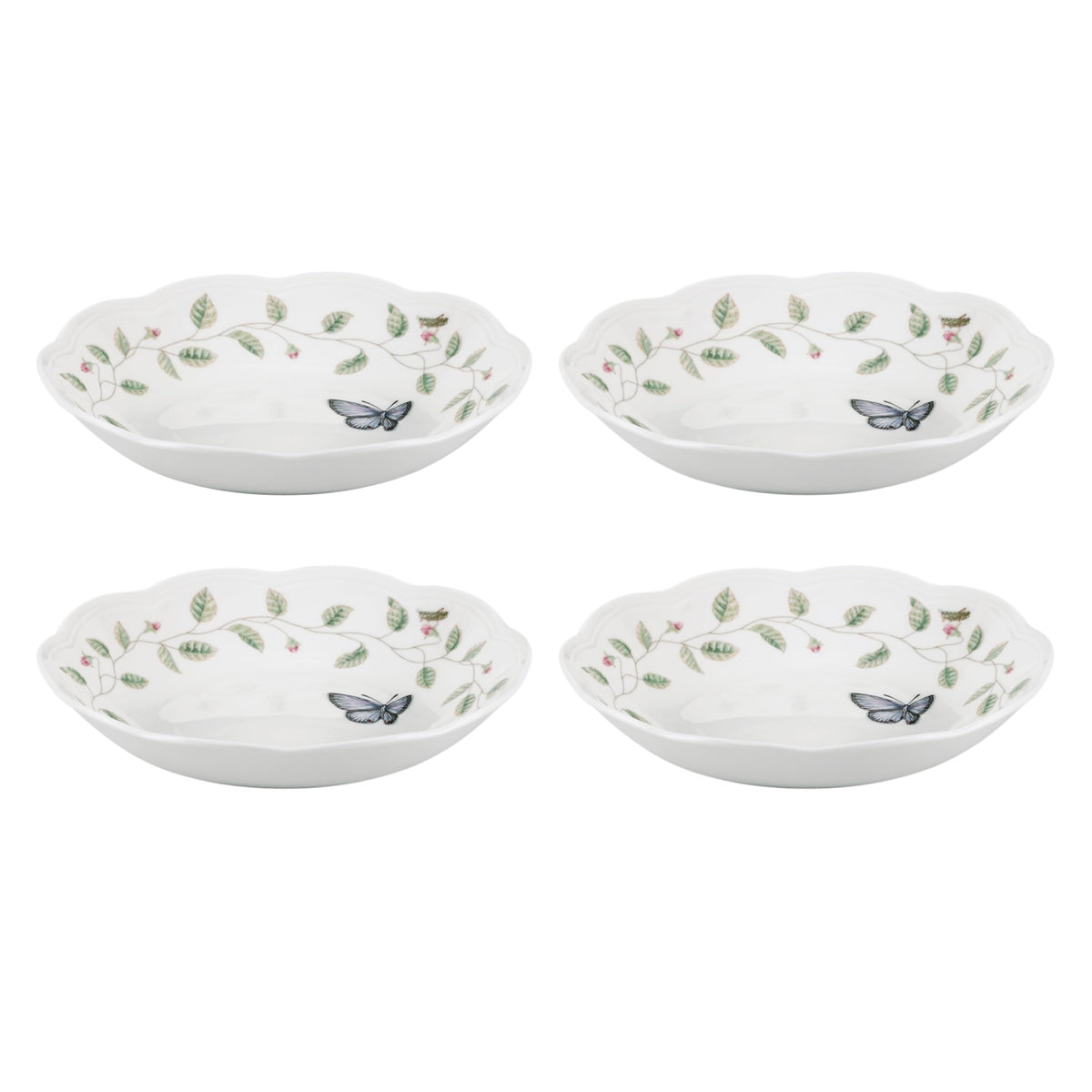 Lenox Butterfly Meadow Porcelain 16oz Rice Bowl Set for 4 (4-Piece)