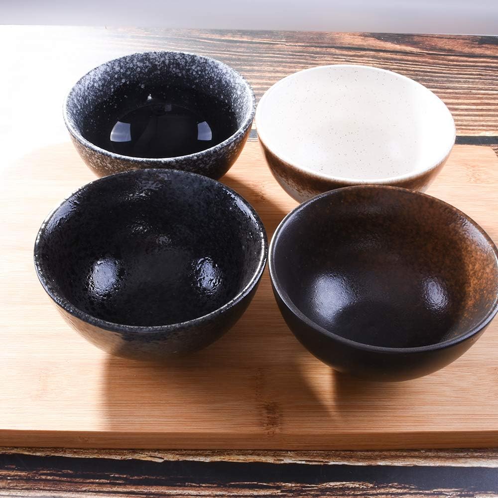 Ceramic Rice Bowl Set of 4, 4.5 Inch Reactive Kiln Glaze Small Bowls