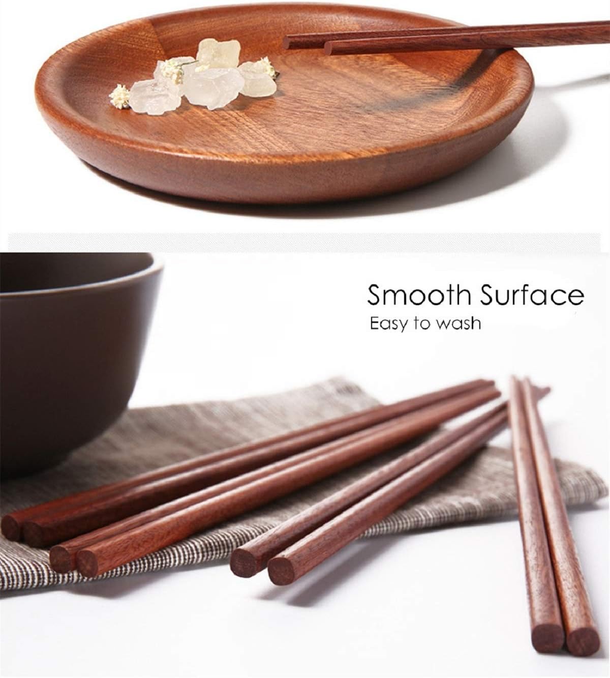 Wooden Chopsticks Reusable Dishwasher Safe Iron Wood 10 Pairs