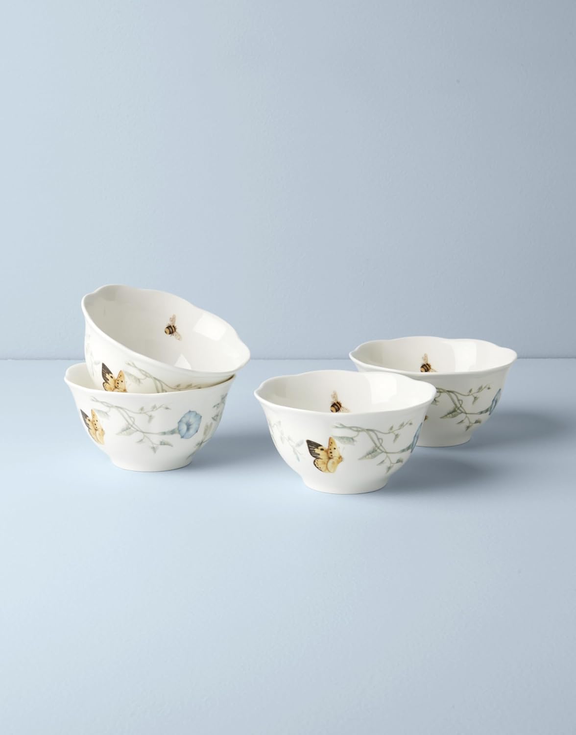 Lenox Butterfly Meadow Porcelain 16oz Rice Bowl Set for 4 (4-Piece)