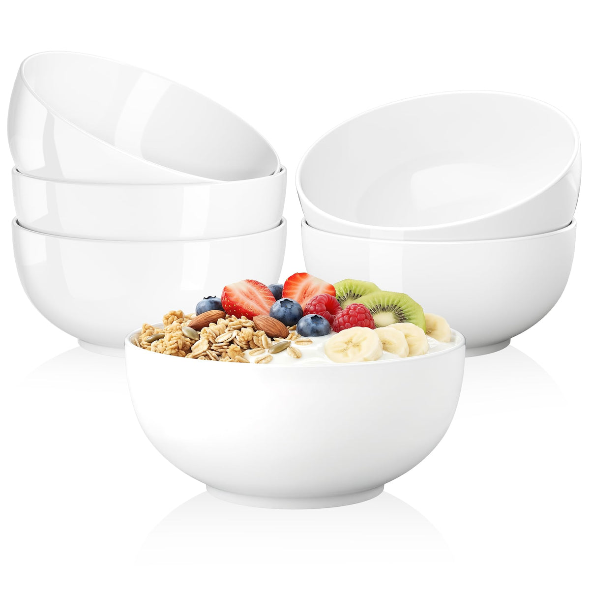 Quatish Cereal Bowls Set of 6, 24 OZ Soup Bowl, Durable Ceramic Bowls