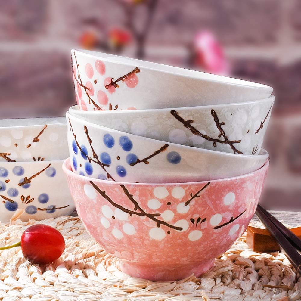 Japanese Rice Bowl Set of 4, 4.5 Inch