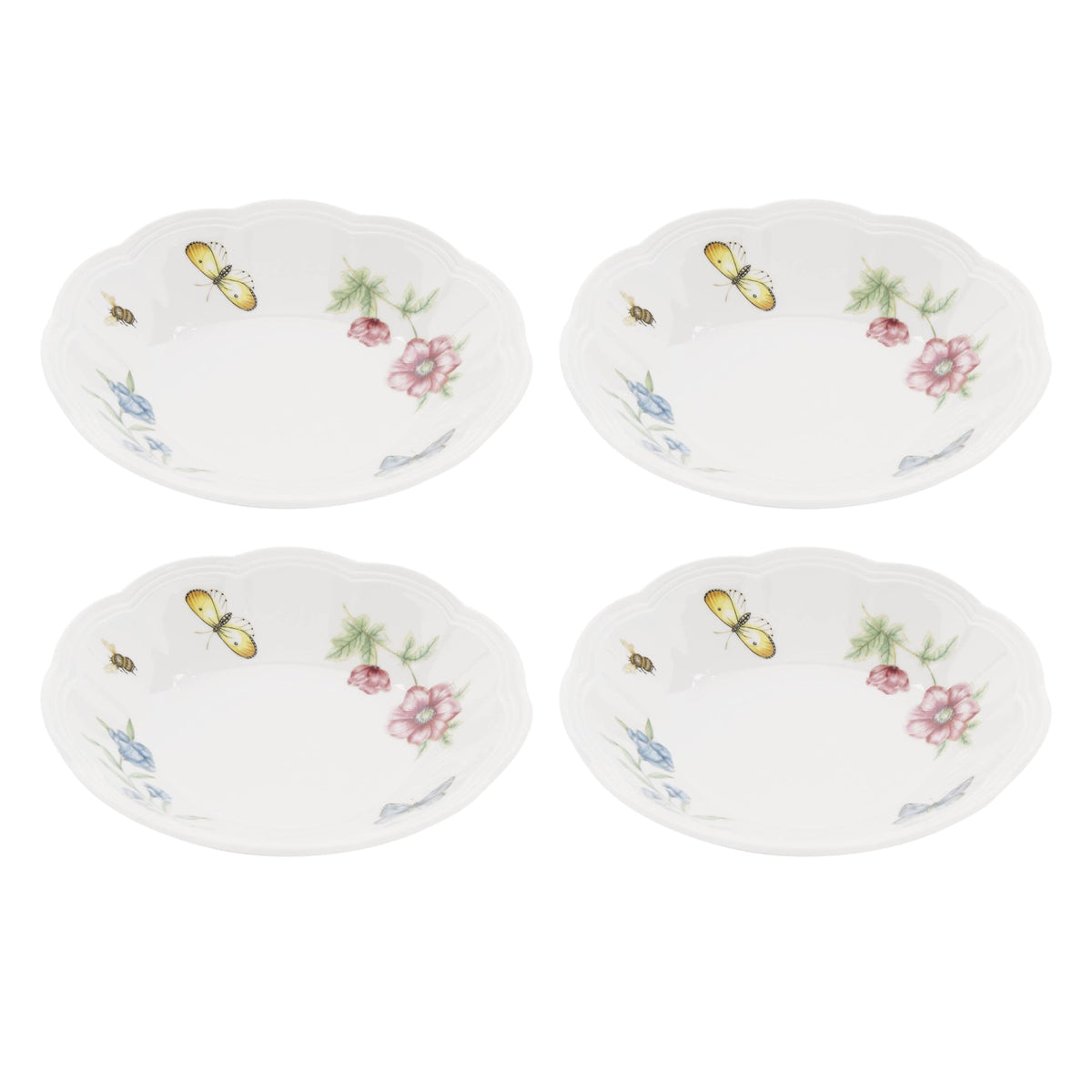 Lenox Butterfly Meadow Porcelain 16oz Rice Bowl Set for 4 (4-Piece)