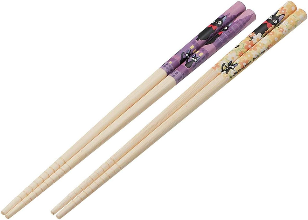 Kiki's Delivery Service Bamboo Chopstick 2pcs Set -Anti-Slip Grip for Ease of Use - Authentic Japanese Design - Lightweight, Durable and Convenient