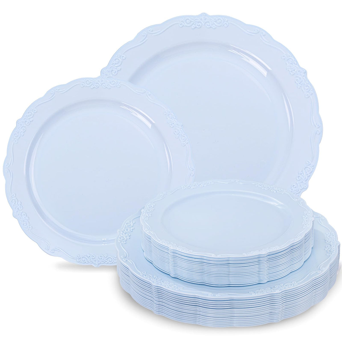 Tinybee 60PCS Clear Green Plastic Plates,Green Plates Disposable Heavy Duty