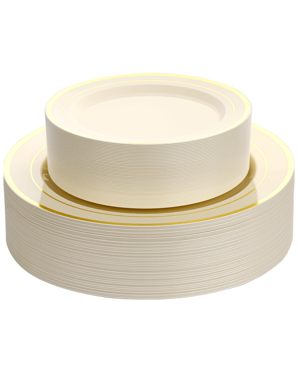 Goodluck 200PCS Gold Plastic Plates, Heavy Duty Disposable Gold Plates