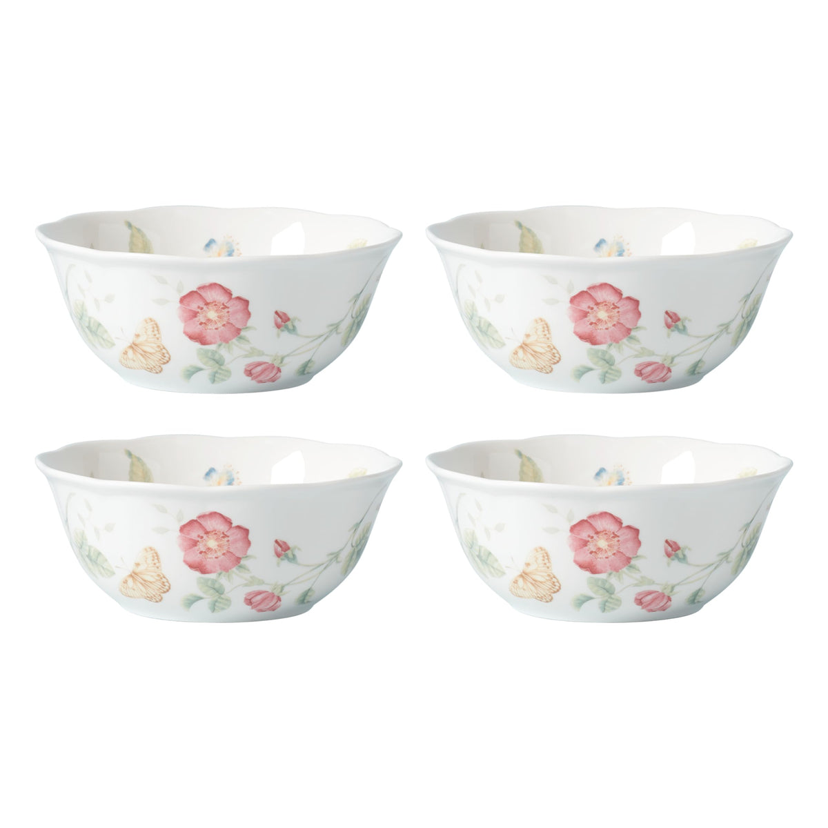 Lenox Butterfly Meadow Porcelain 16oz Rice Bowl Set for 4 (4-Piece)