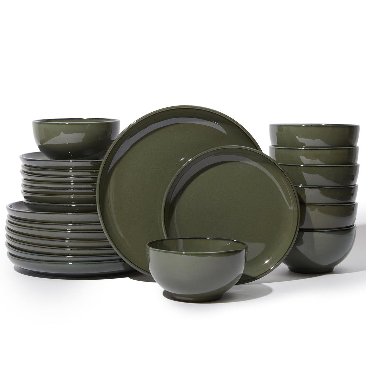 Pokini Stoneware Dinnerware Sets for 4, 12pcs Plates and Bowls Sets Dishes