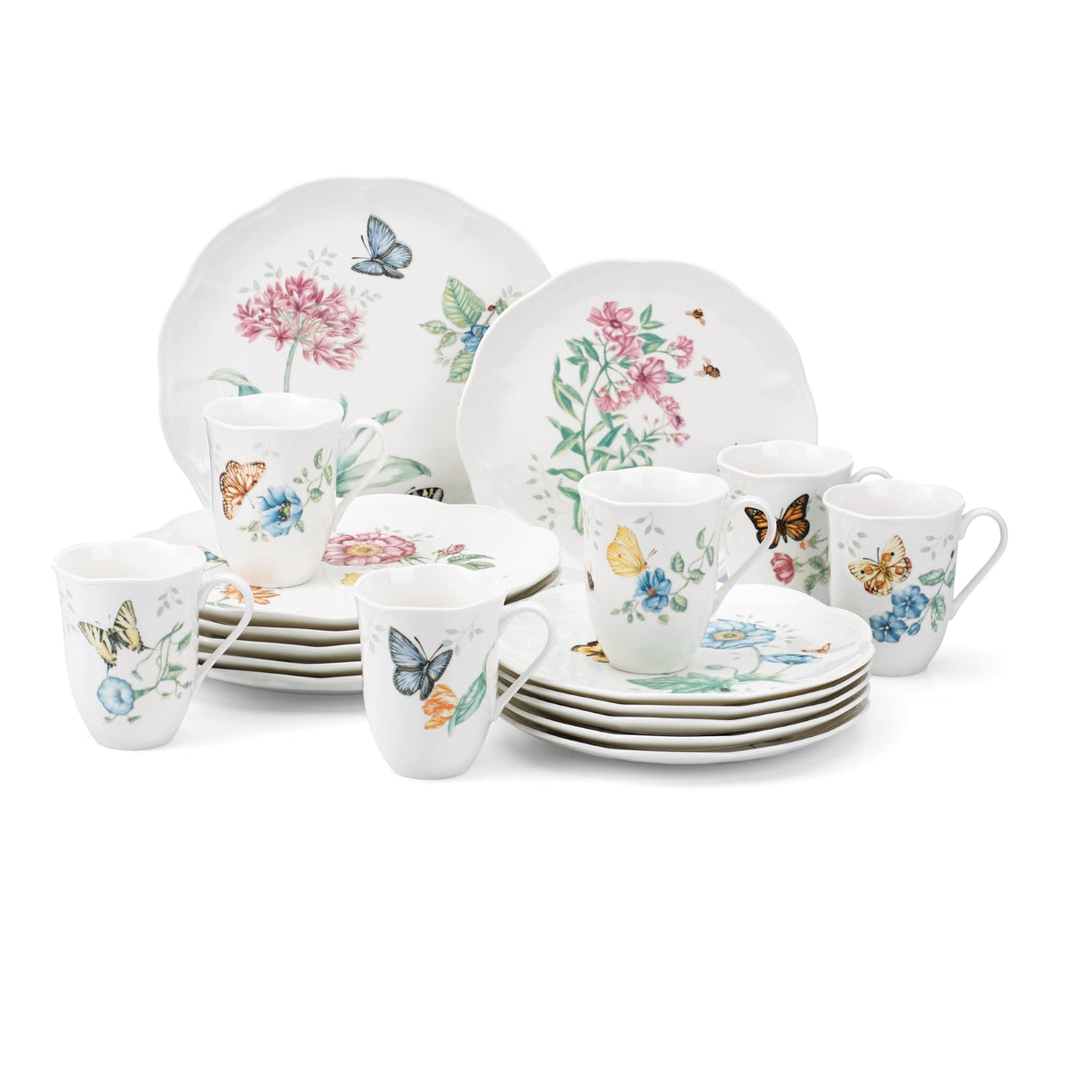Lenox Butterfly Meadow Porcelain 16oz Rice Bowl Set for 4 (4-Piece)