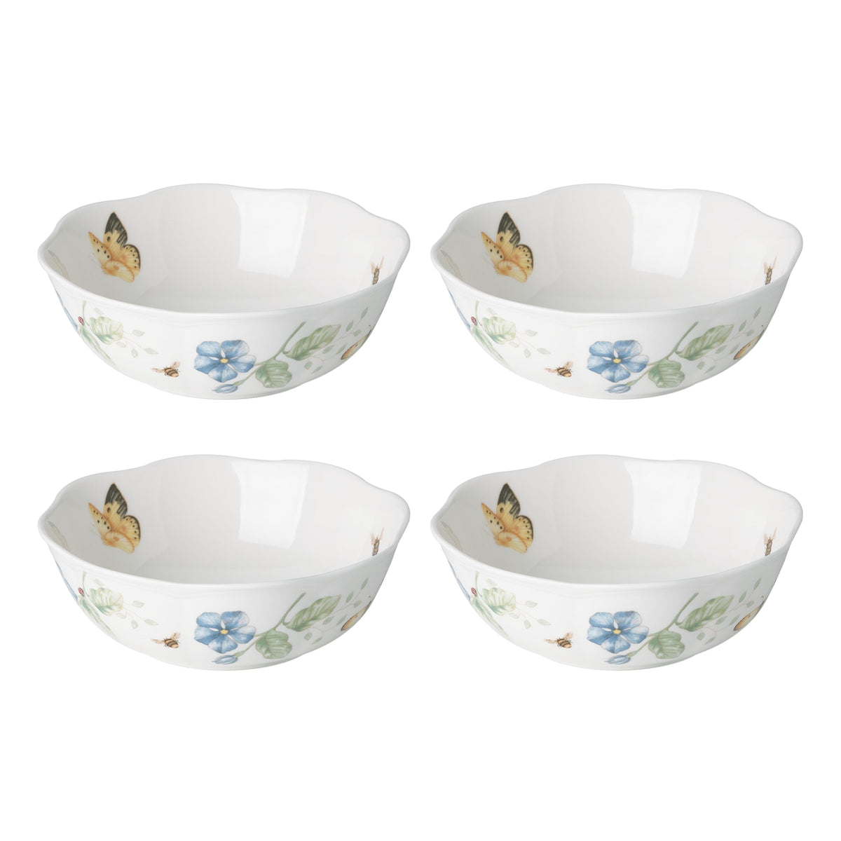 Lenox Butterfly Meadow Porcelain 16oz Rice Bowl Set for 4 (4-Piece)