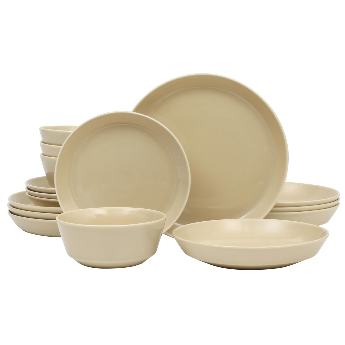 Gibson Home Plates and Bowls Sets - Dinnerware Set for 4, 16-Piece White Dishes — Ceramic Dish Set| Microwave & Dishwasher Safe Dishes - Oslo Collection