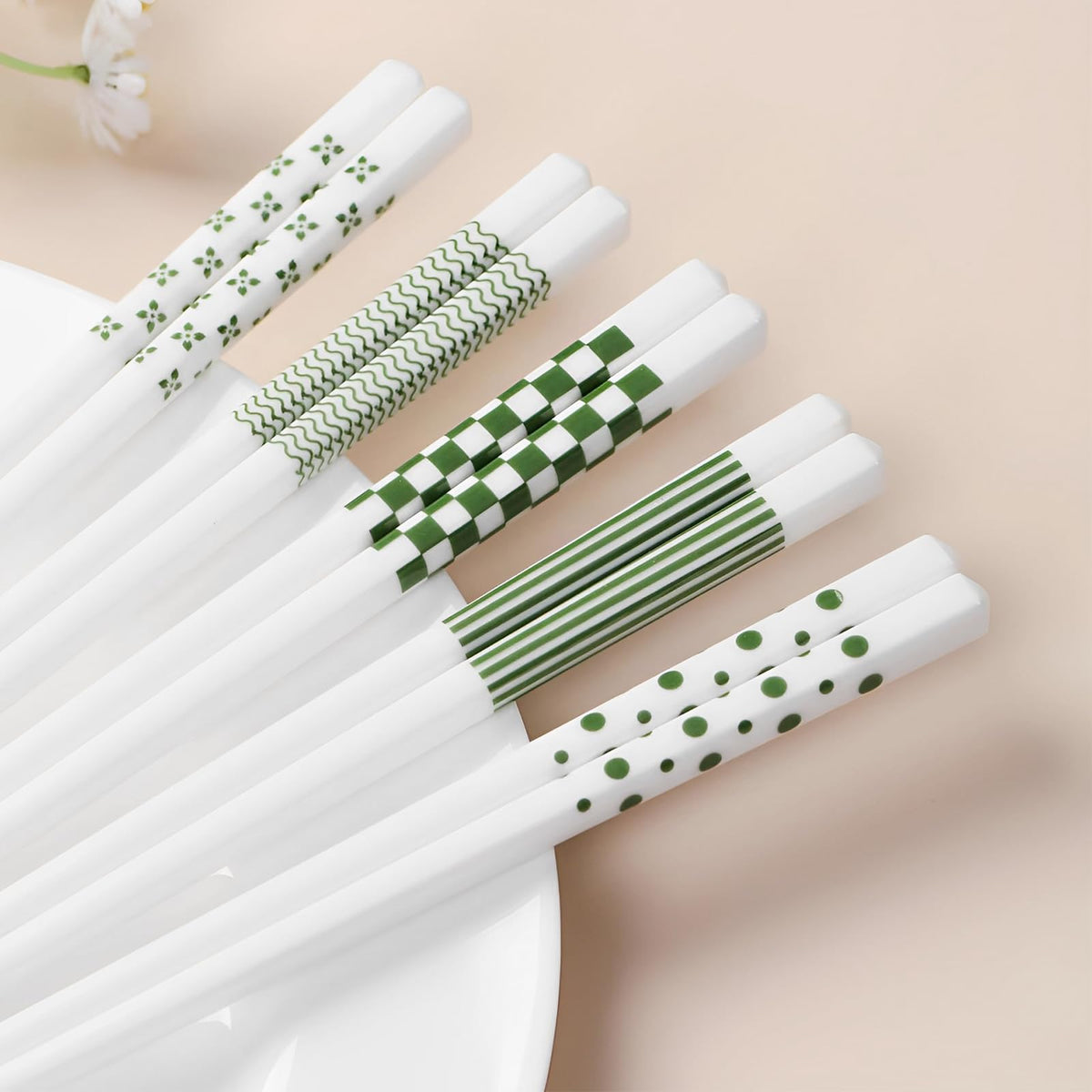 Ceramic Chopsticks Reusable,5 Pairs Porcelain Chop sticks,Red Fish,9.7''