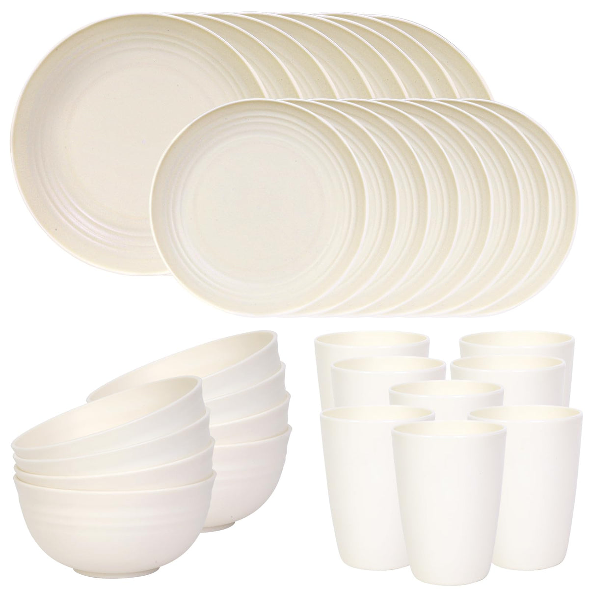 Quatish 24 Piece Plates and Bowl Set for 6, Dinnerware Dish Set for Kitchen