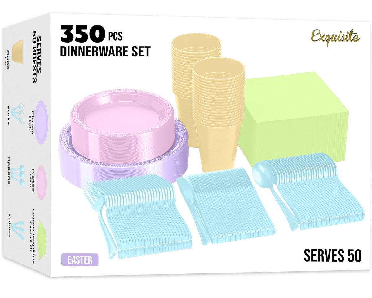 Exquisite 350 Pcs Pink Plates and Napkins Party Supplies Plate Sets