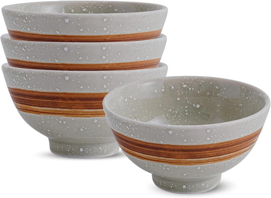 4.5 Inch Porcelain Small Bowls, 10 OZ Ceramic Dessert Bowls, for Kitchen, Side Dishes, Ice Cream Rice Soup Snack Cereal (4Pack, Bronze Swirl)