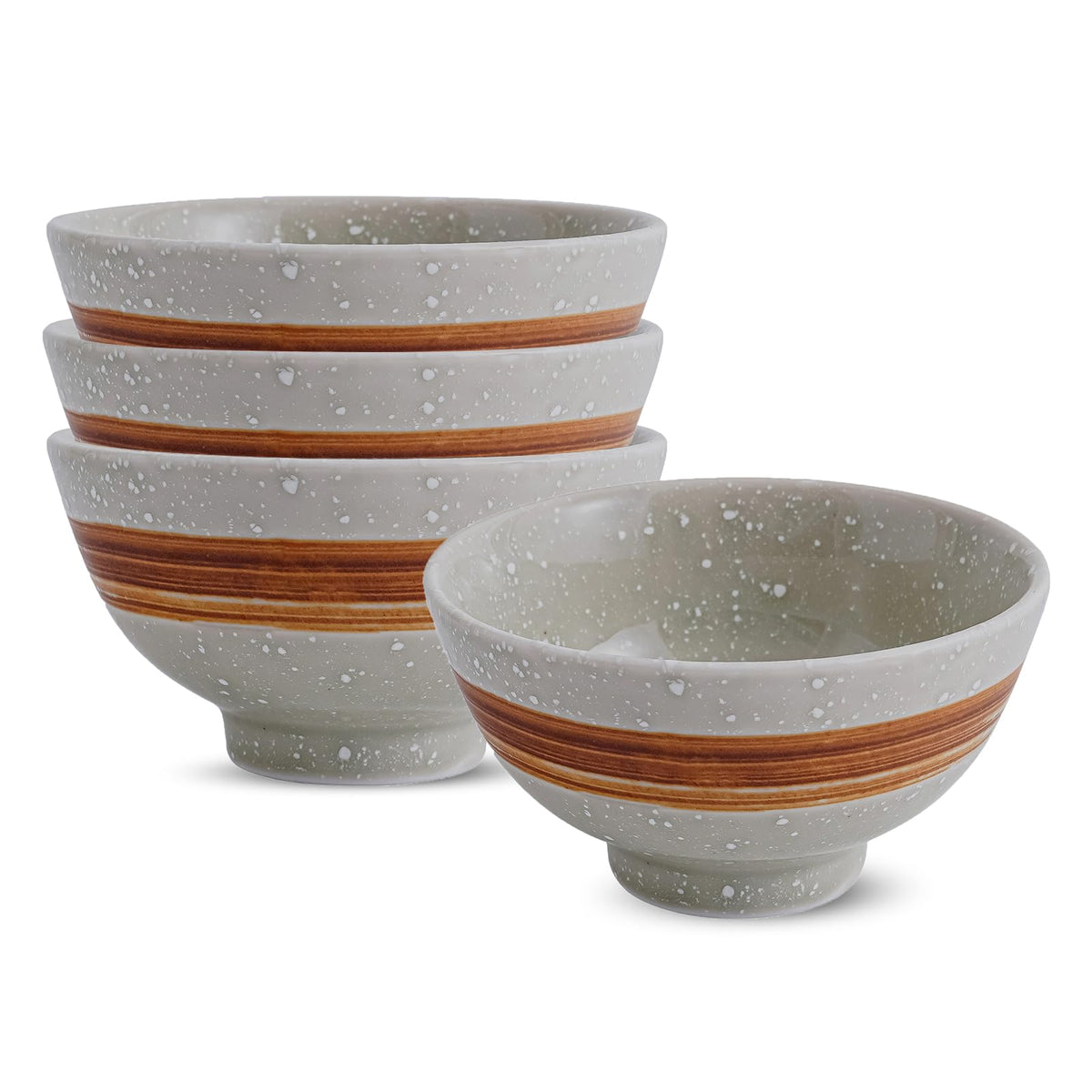 4.5 Inch Porcelain Small Bowls, 10 OZ Ceramic Dessert Bowls, for Kitchen, Side Dishes, Ice Cream Rice Soup Snack Cereal (4Pack, Bronze Swirl)