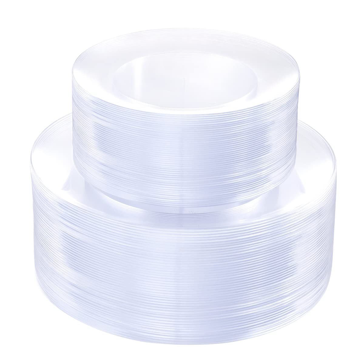 PULOTE 100PCS Ivory Plastic Plates - Cream Plastic Disposable Heavy Duty for Party & Wedding - Include 50 Each (Dinner & Dessert) Plates