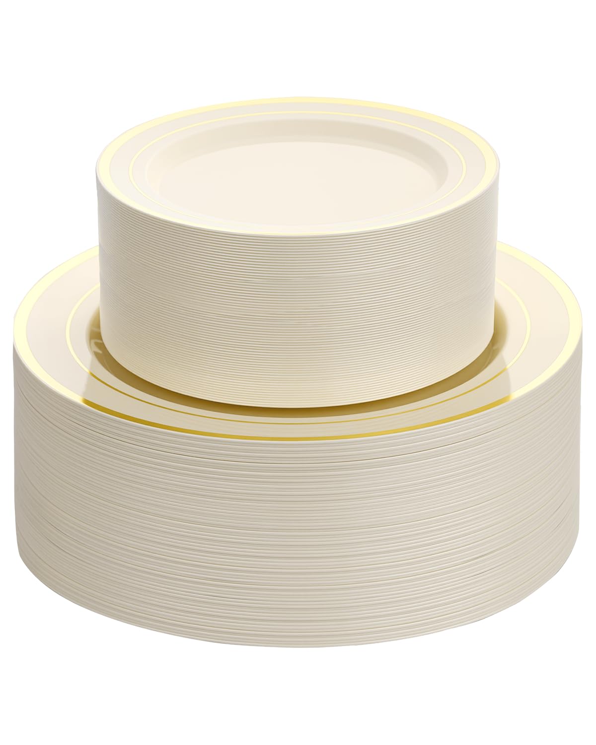 Goodluck 200PCS Gold Plastic Plates, Heavy Duty Disposable Gold Plates