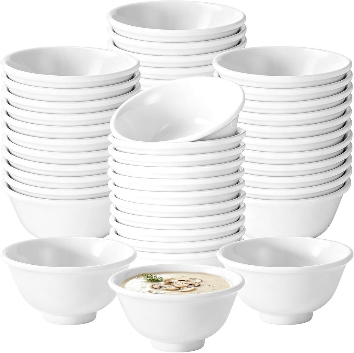 36 Pcs Soup Bowls Unbreakable Cereal Salad, 6 oz White Disposable Plastic Bowl Party Stackable for Easy Storage Dishwasher Safe Pasta Cereal Soup Snack Candy Pudding Fruit Salad Supplies