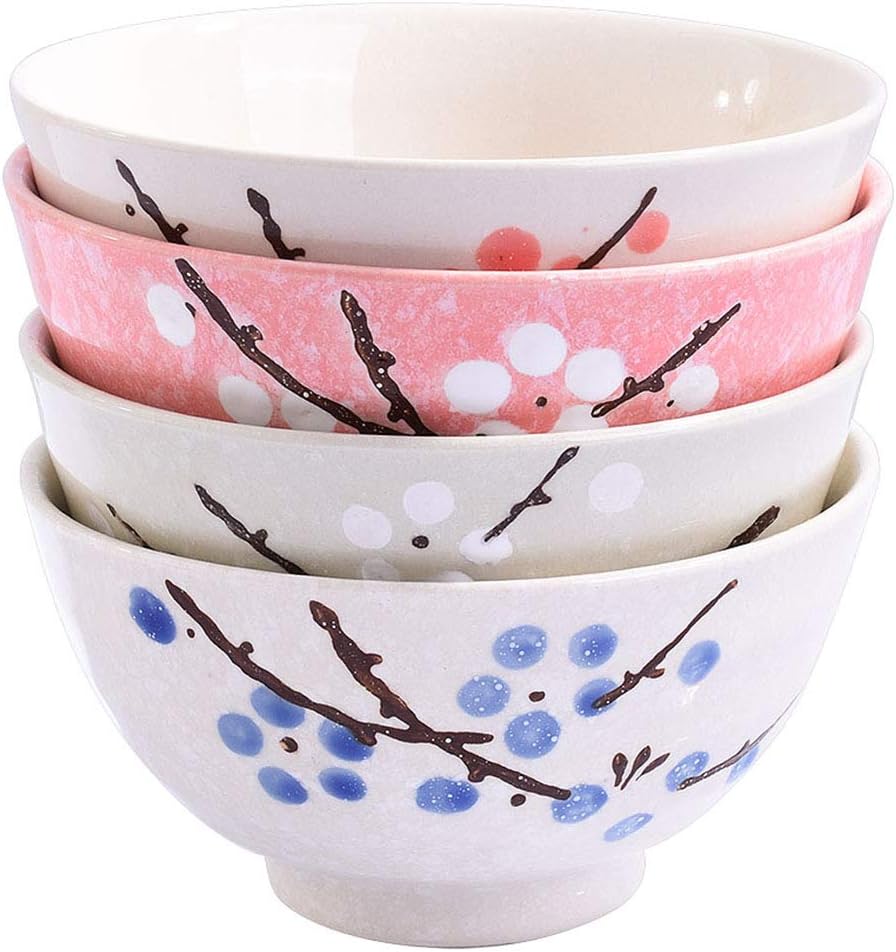 Japanese Rice Bowl Set of 4, 4.5 Inch