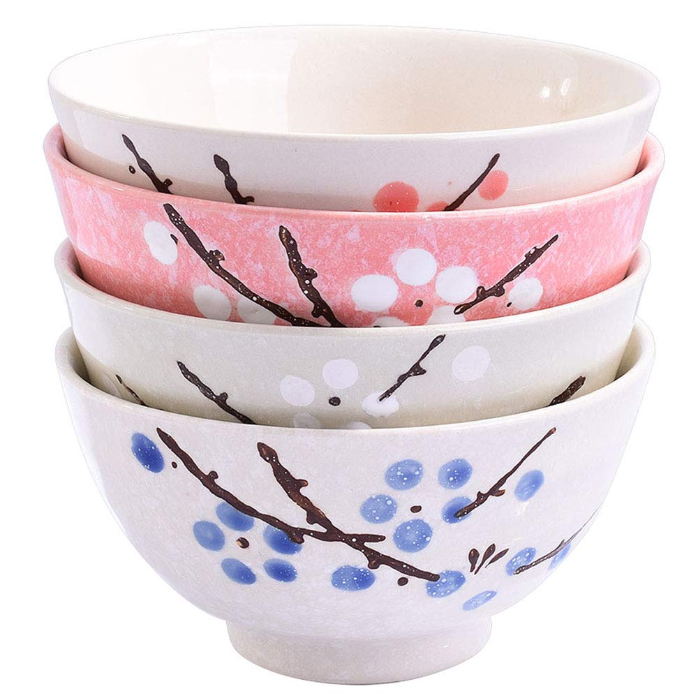 Japanese Rice Bowl Set of 4, 4.5 Inch