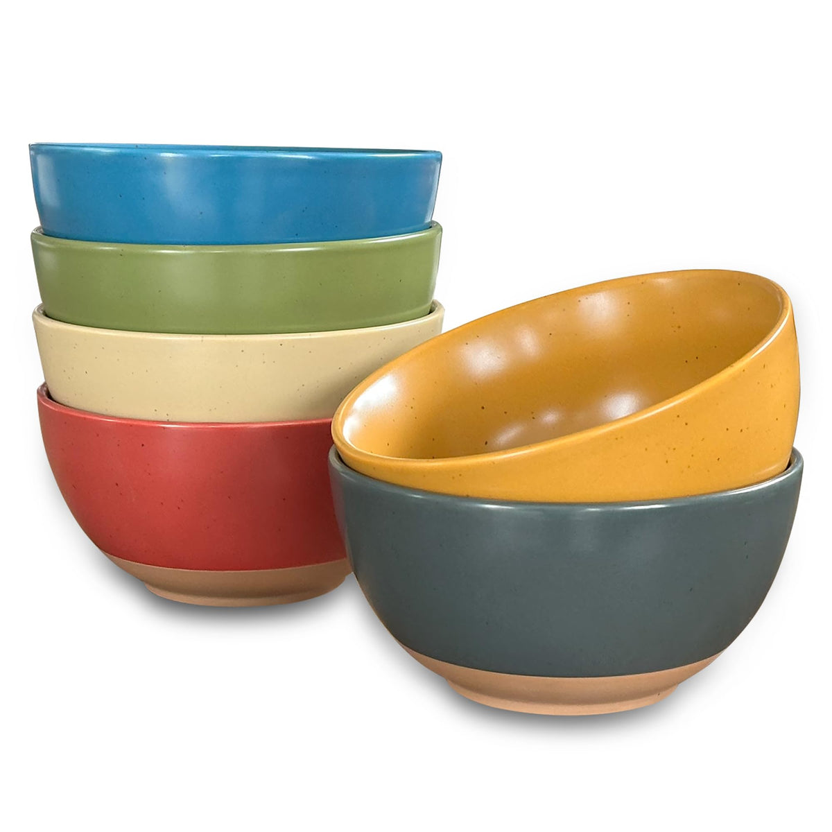 Mora Ceramic Small Dessert Bowls - 16oz, Set of 6 - Microwave, Oven and Dishwasher Safe, For Rice, Ice Cream, Soup, Snack, Cereal, Chili, Side Dishes etc - Microwavable Kitchen Bowl, Assorted Neutrals