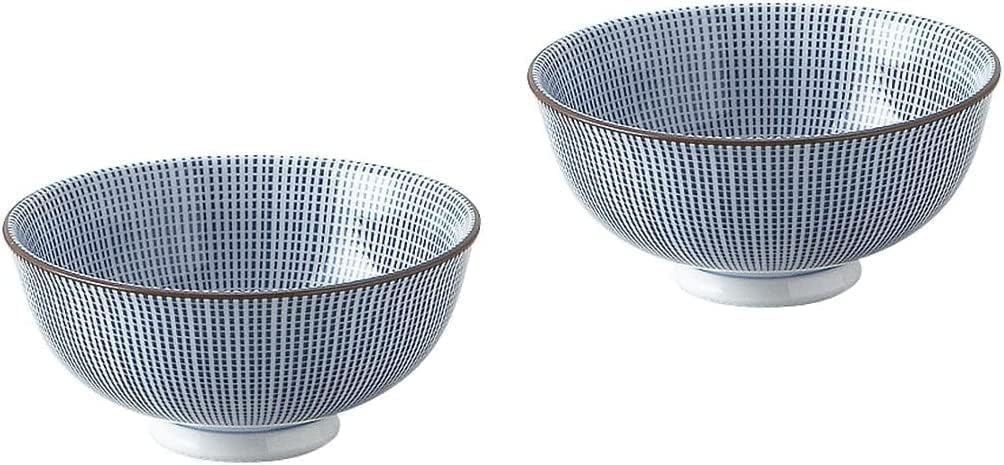 Japanese Mino Ware Ceramic Rice Bowl Set, 4.84 Inches Diameter x H2.56 Inches, 13.3 Fluid Ounces Set of 2 from Japan (Rabbits and Flowers Design)