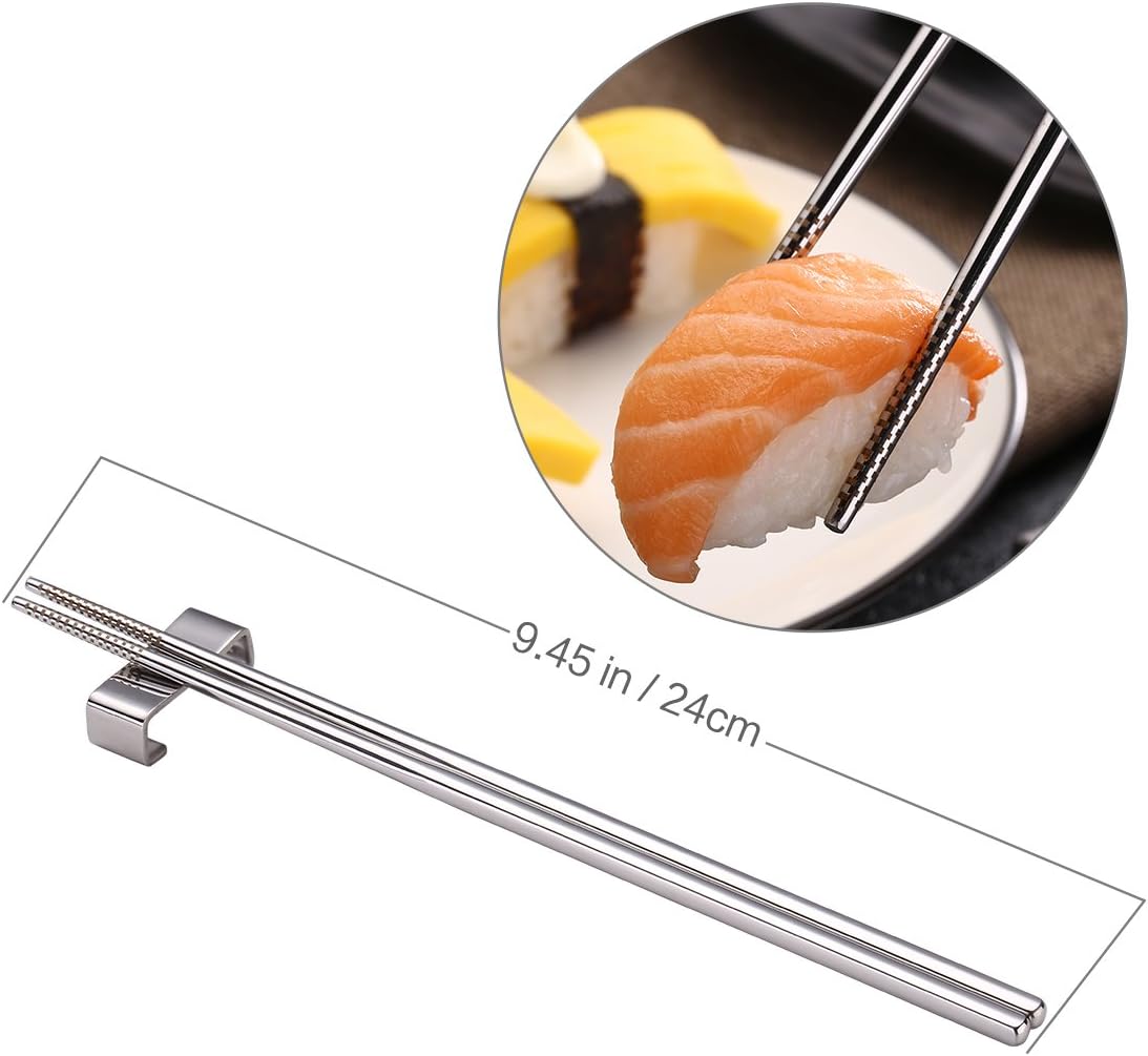 DEVICO 5 Pairs Chopsticks Reusable, 18/10 Stainless Steel Metal Chopsticks