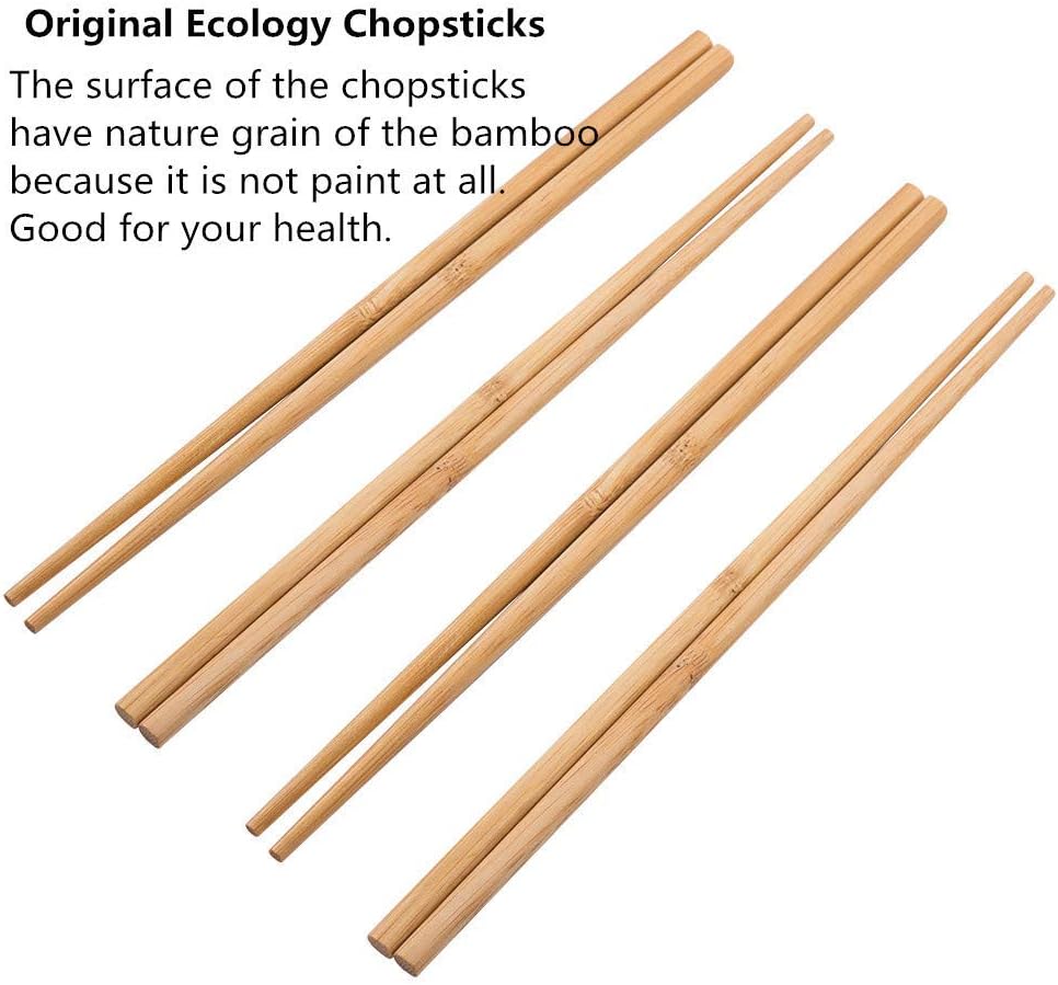 Mannice 10 Pairs Bamboo Chopsticks Reusable Chop Sticks Dishwasher Safe