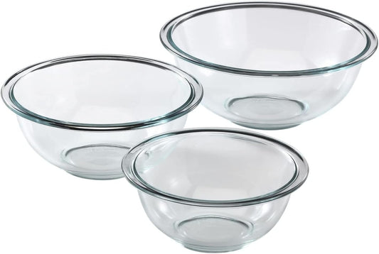 Pyrex Essentials (3-Piece) Glass Mixing Bowls Set for Prepping and Baking
