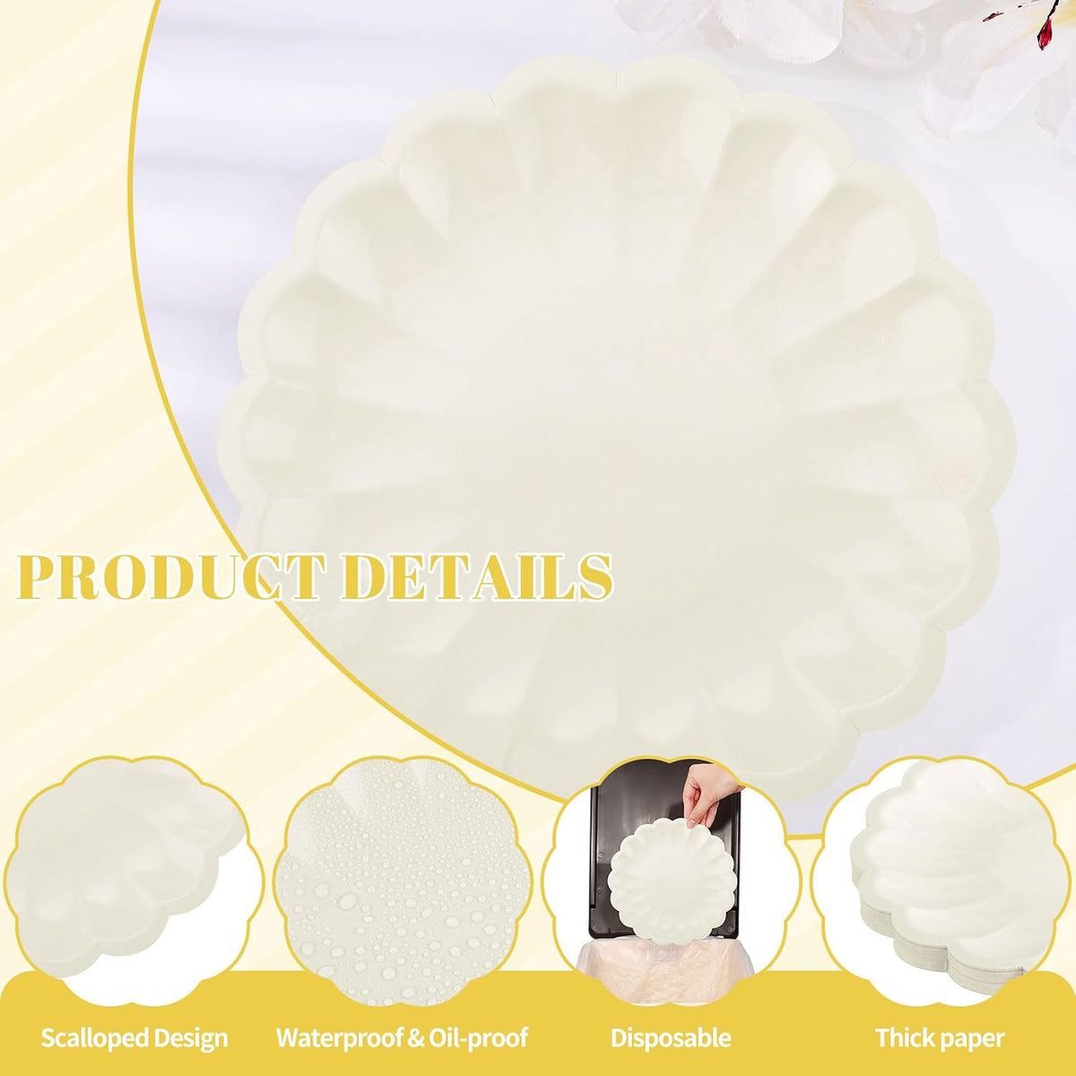 NatNarr 30 Pcs Ivory Paper Plates 9.5 In Scalloped Party Plates Disposable