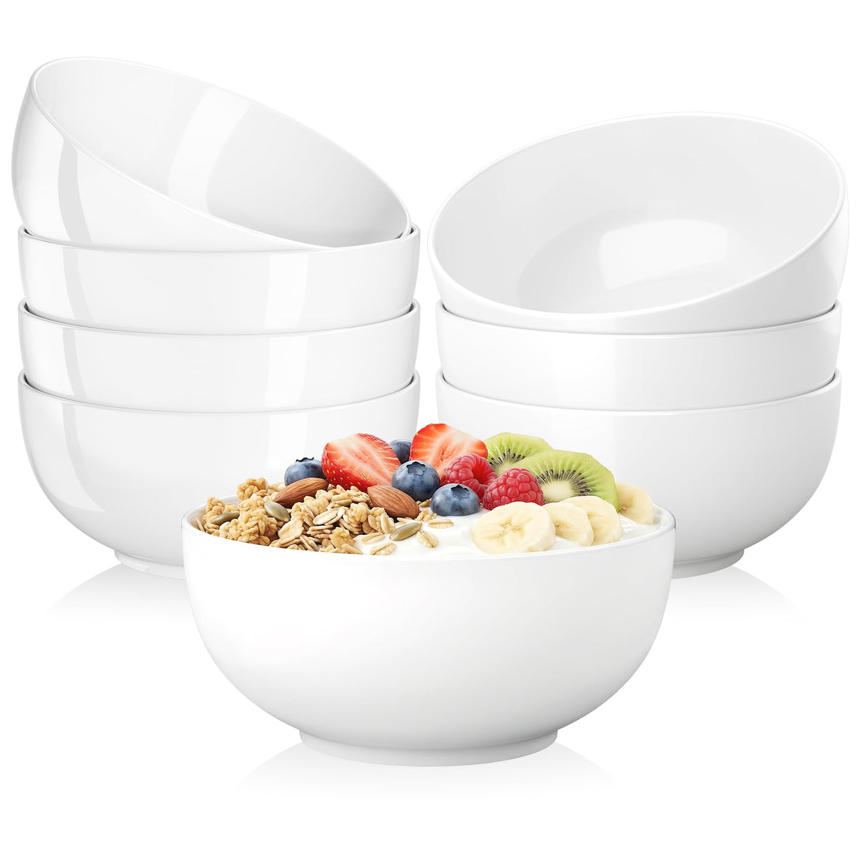 Quatish Cereal Bowls Set of 6, 24 OZ Soup Bowl, Durable Ceramic Bowls