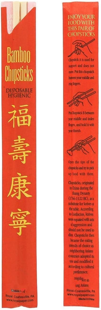 ROYALNA 1200 Pairs Palillos UV Treated Premium Disposable Bamboo Chopsticks Sleeved and Separated (Bamboo, 1200 pairs)