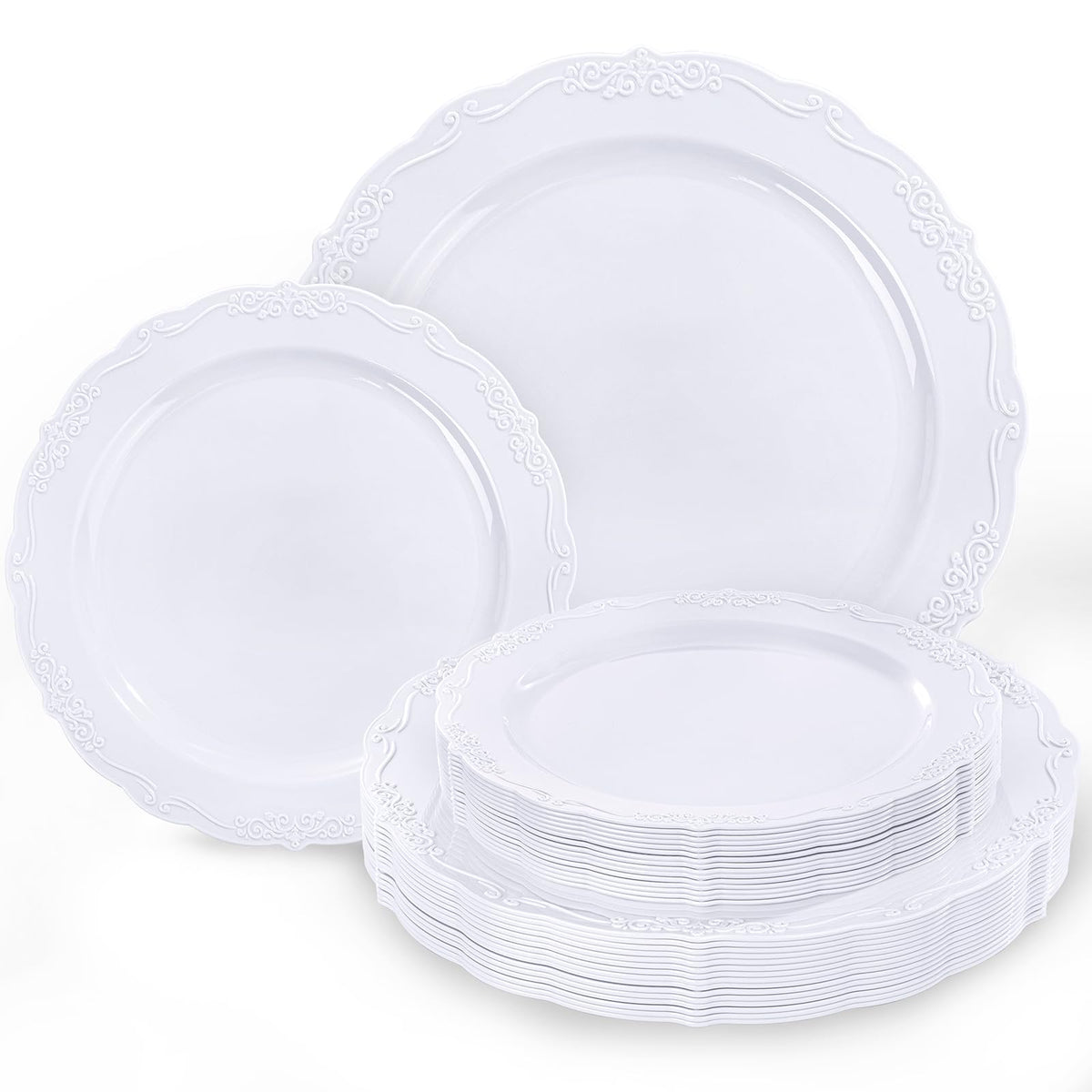 Tinybee 60PCS Clear Green Plastic Plates,Green Plates Disposable Heavy Duty