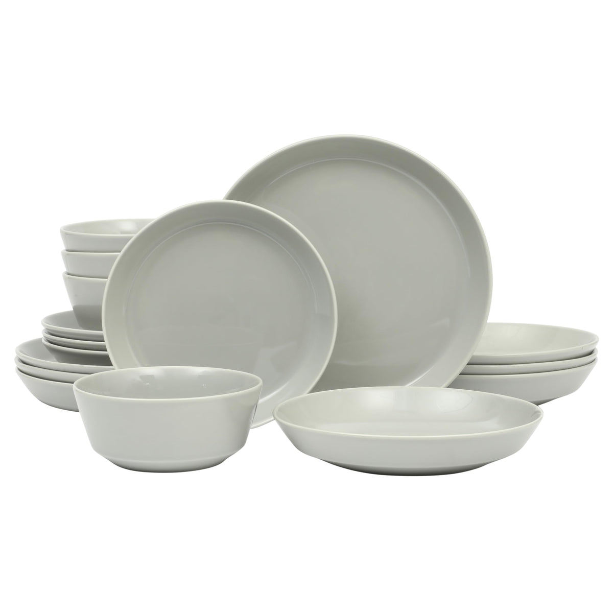 Gibson Home Plates and Bowls Sets - Dinnerware Set for 4, 16-Piece White Dishes — Ceramic Dish Set| Microwave & Dishwasher Safe Dishes - Oslo Collection